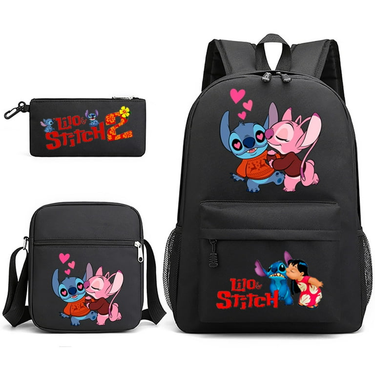 STITCH Anime Backpacks Sets, Cartoon Laptop Backpack with Lunch Bag and Pencil Case Daypack 3D Printed 1/3 Piece Set