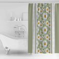 thumbnail image 2 of Shower Curtain Bathroom Set White Daisy Flower Sage Green Stripe Waterproof Fabric Shower Curtains with Grommets&Hooks Watercolor Floral Privacy Bath Curtain for Bathtub 48x72in, 2 of 7