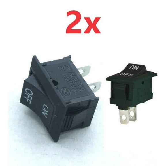 2x SPST ON/OFF Square Rocker Switch Mini Small 12V Automotive/Car/Boat/RV Black