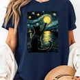 thumbnail image 2 of Black Cats Lover Starry Night Vincent van Gogh T-Shirt, Men's And Women's Graphic Tee 100% Cotton by TBun, Full Sizes S-5XL, 2 of 5