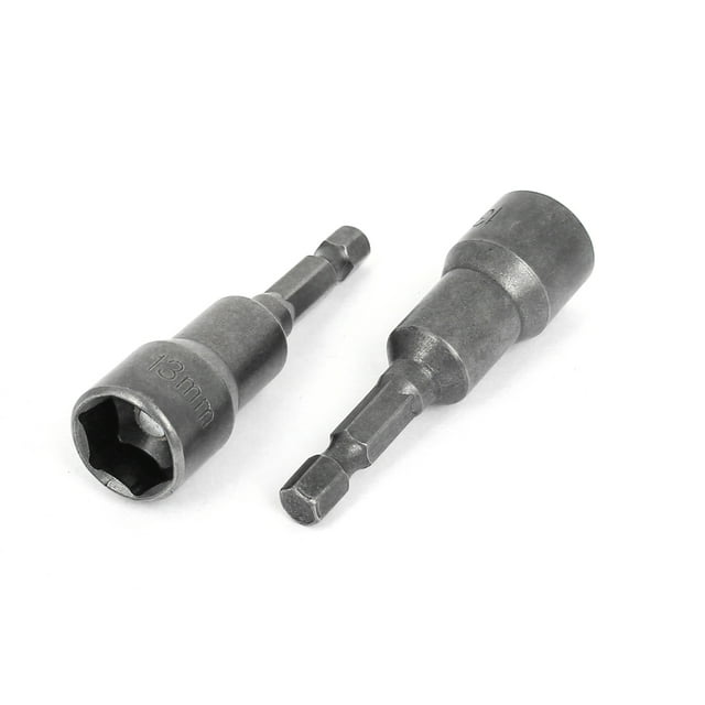 Juego de 2 Piezas de Punta Magnética para Tuercas con Vástago de 1/4" y Conector Hexagonal de 13mm