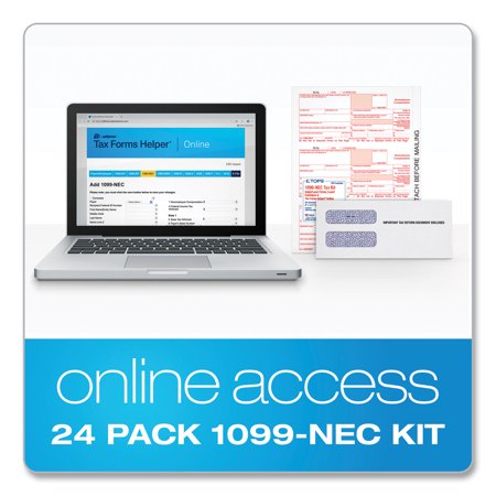 TOPS Five-Part 1099-NEC Online Tax Kit, Fiscal Year: 2022, Five-Part Carbonless, 8.5 x 3.5, 3 Forms/Sheet, 24 Forms Total