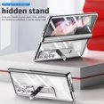 thumbnail image 6 of MonsDirect for 7.6 inch Samsung Galaxy Z Fold 4 5G 2022 Case with S Pen & S Pen Holder, Two Hinge Protection Plating Frame PC Cover, Shell Membrane Integrated Case with Stand & Lens Protection, Silver, 6 of 7
