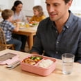 thumbnail image 5 of Lunch Box with Compartments, QQZ Spill Proof Bento Container for Adults, Large Capacity 1200ml Microwave Dishwasher Safe Plastic Lunch Box with Fork Spoon, Pink, 5 of 6