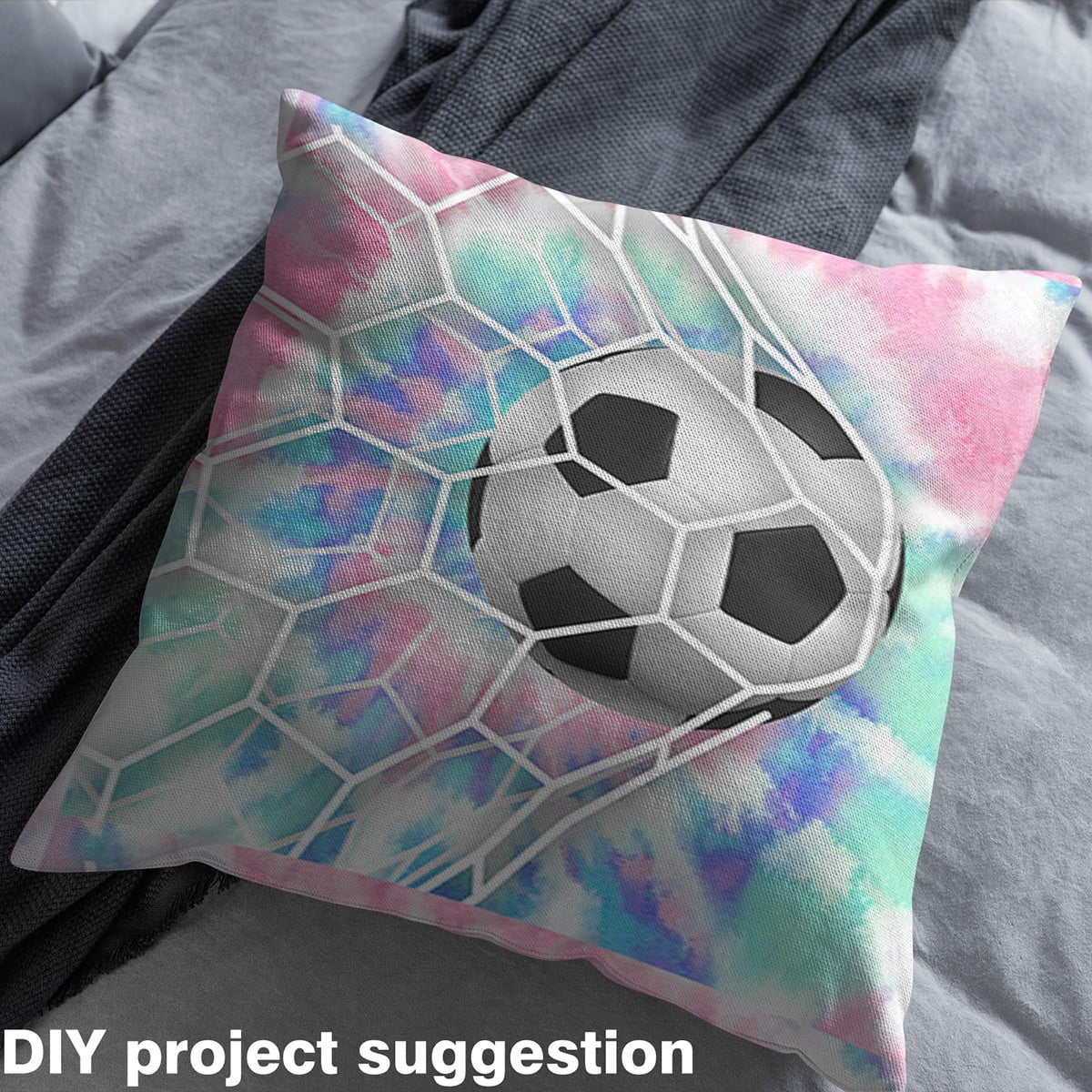 Feelyou Cartoon Football Fabric by the Yard 2 Yards for Kids, Dreamy Watercolor Spiral Home Decor Fabric by the Yard, Geometric Honeycomb Sewing Fabric, Super Cozy Room Decor