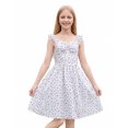 thumbnail image 6 of IBTOM CASTLE Teen Summer Holiday Floral Dress Junior Beach Casual Sundress | Tween Self Tie Back Flutter Sleeve Tea Party Back to School Prom Dress White, 6 of 7