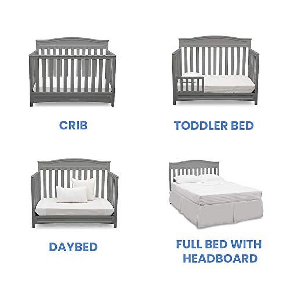 Delta Children Emery 4-in-1 Convertible Baby Crib - Greenguard Gold Certified - Converts to Toddler Bed, Daybed, Full Size Bed - 3 Adjustable Heights - Easy to Assemble Wooden Crib, Grey