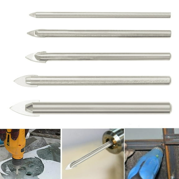 HINTRMENT Glass Drill Bits 5Pcs Ceramic Tile Marble Glass Drill Bit Set Alloy Material For Hand Electric Drill Use