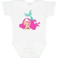 thumbnail image 3 of Inktastic Cute Mermaid, Pink Hair, Green Tail Girls Baby Bodysuit, 3 of 5