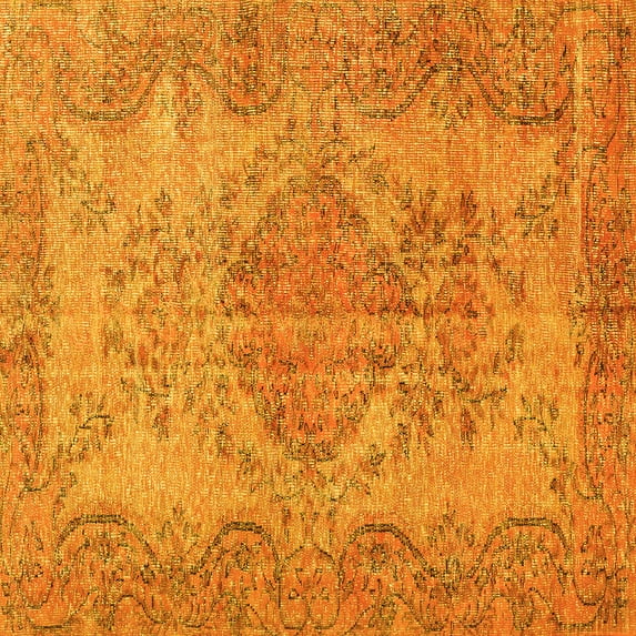 Ahgly Company Machine Washable Indoor Square Persian Yellow Traditional Area Rugs, 6' Square