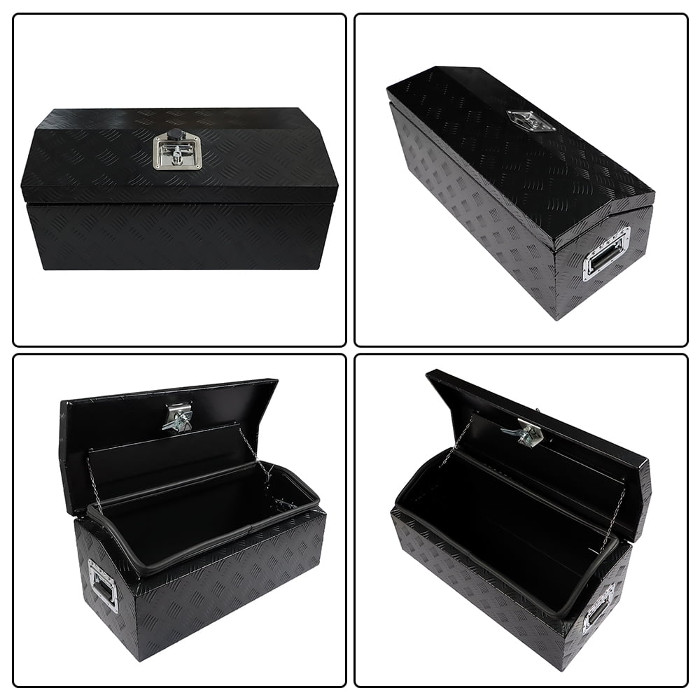 waltyotur 30 Inch Aluminum Trailer Tongue Tool Box Trailer Tongue Box Chest Box Replacement for Pickup Truck ATV Underbody RV Storage Box Organizer With Lock Key (Black)