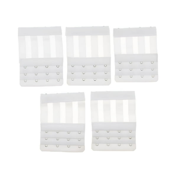 TELOLY 5x Women's Strap Extender Back 4 Hook Band Stretchy Bra Strap Extension - White