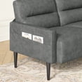 thumbnail image 4 of BLAZANT Faux Leather Sofa Couch, Modern 83 Inch 3 Seater Couches with Deep Seats and 2 Pillows for Living Room, Apartment, Office, Bedroom, Grey, 4 of 9