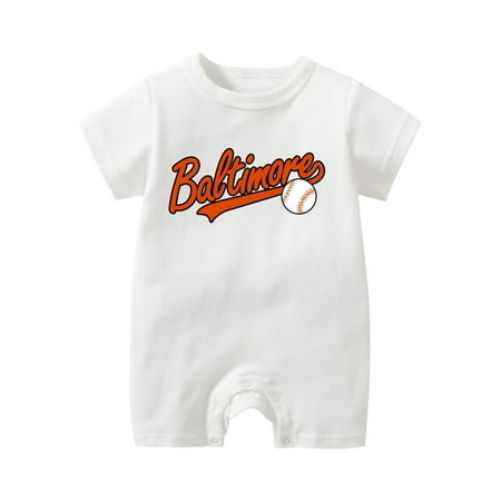

Baby Onesies Newborn Onesie Baby Girl Onesies Crawl Suit Baseball Print Onesie Orange 18-24M