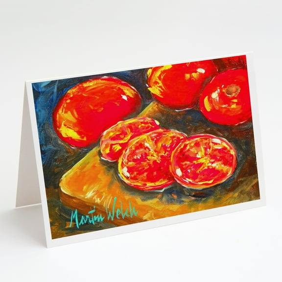 Vegetables - Tomatoes Slice It Up Greeting Cards Pack of 8 7 in x 5 in