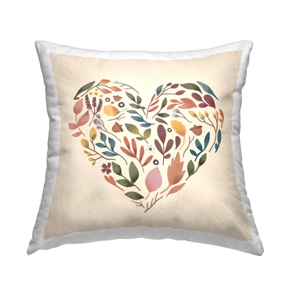 Stupell Industries Autumnal Botanicals Heart Shape Casual Design Design by Laura Konyndyk Throw Pillow
