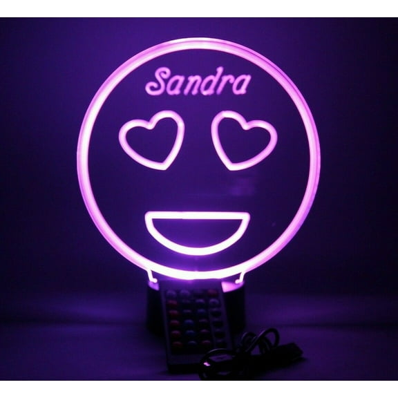 Night Light Up Desk Table Lamp LED Personalized Free Engraved Emoji, Our Newest Feature, Most Popular, It's Wow, with Remote 16 Colors Energy Efficient, Great Gift