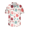 thumbnail image 2 of Lilgiuy Easter Day Shirt for Men Casual Easter Eggs Graphic Short Sleeve Lapel Collar Button Down Beach Hawaiian Vacation Shirt(Red,L), 2 of 5