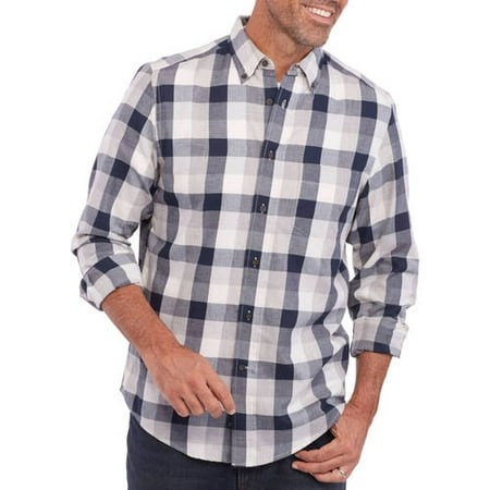 Men's Long Sleeve Twill Plaid Shirt - Walmart.com