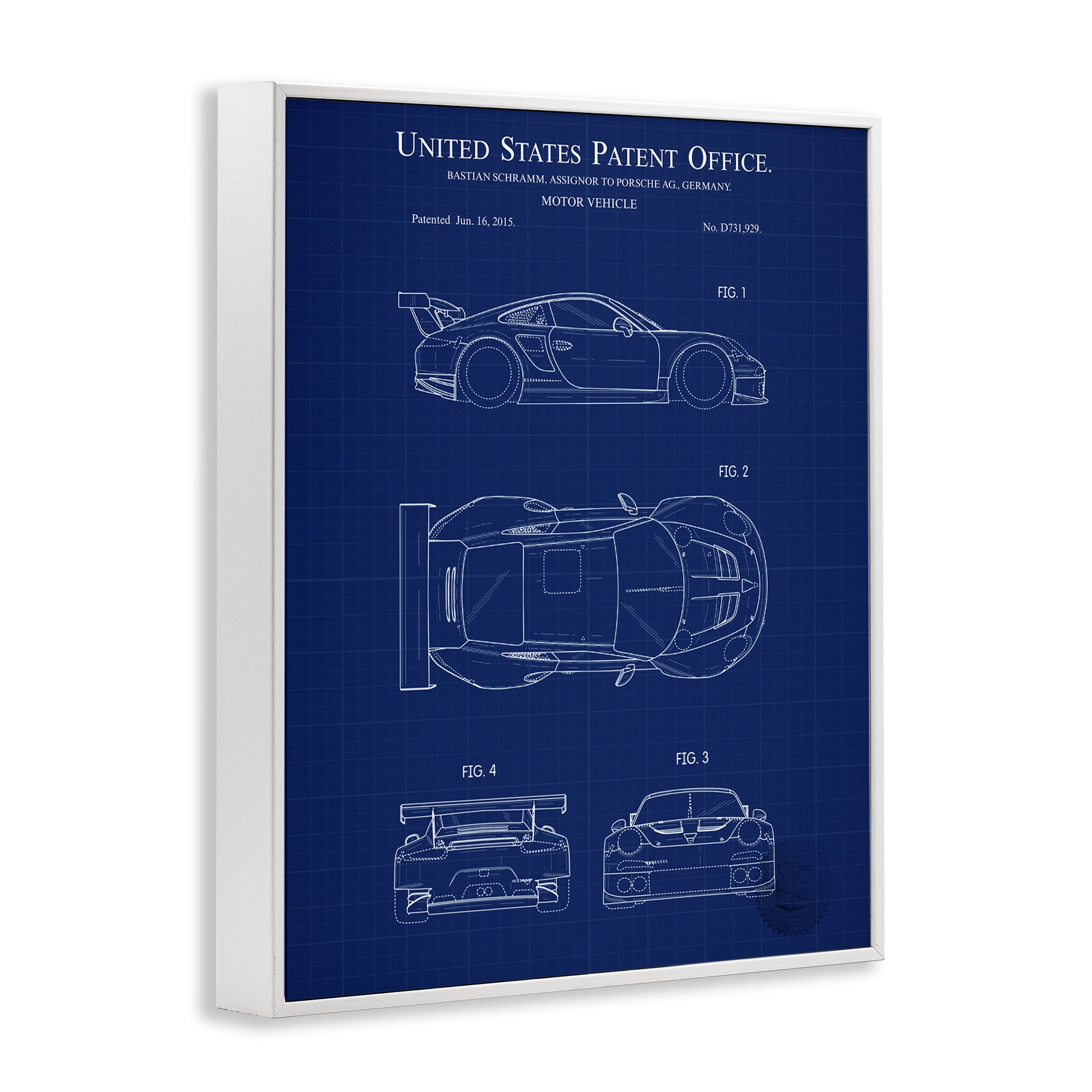 Stupell Industries Motor Vehicle Blueprint Transportation Painting White Framed Art Print Wall Art, 24 x 30