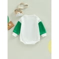 thumbnail image 4 of Baby St Patricks Day Outfit Girls Boys Lucky Clover Romper Cute Green Oversized Sweatshirt Bodysuit Outfit (Green Plaid, 6-12 Months), 4 of 6
