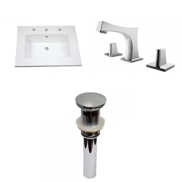 American Imaginations 25-in. W 3H8-in. Ceramic Top Set In White Color - Overflow Drain Incl. AI-29926