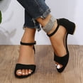 thumbnail image 2 of CAICJ98 Shoes for Women Womens Ankle Strap Platform Sandals Casual Espadrille Flatform Wedge Summer Shoes Canvas Cork Sole,Black, 2 of 5
