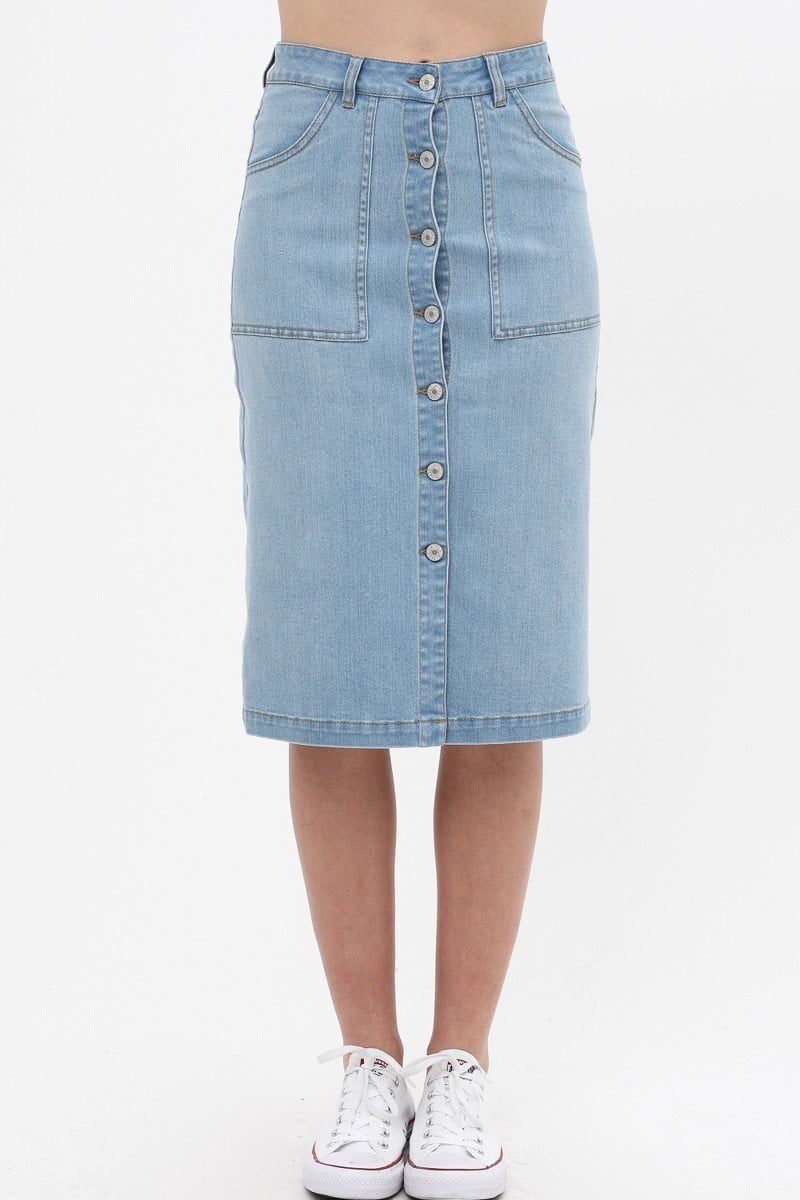 long skirt with buttons down the front