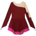 thumbnail image 4 of Alvivi Kids Girls Rhinestone Mesh Splice Figure Ice Skating Dress Gymnastics Bodysuit Burgundy 12, 4 of 5