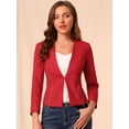 thumbnail image 2 of INSPIRE CHIC Women's Workwear Zipper Collarless Cropped Blazer, 2 of 6