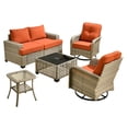 thumbnail image 5 of XIZZI Outdoor Patio Furniture Sets, 6 Pieces Outdoor Sectional wicker patio furniture with Coffee Table and Swivel Chairs, All-Weather Conversation set for Porch, Orange Red, 5 of 12