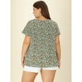 thumbnail image 4 of BluDe GaEstampado Floral ManAcampanaOjo De CerraduTalGrande PaMujer Verde gris 3XL, 4 of 5