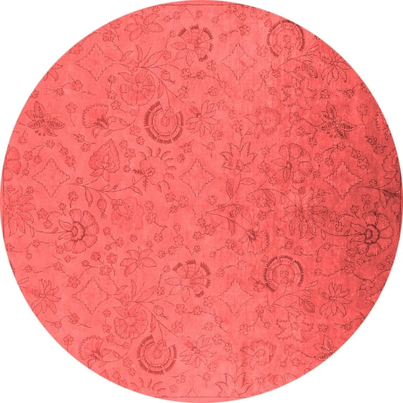 Ahgly Company Indoor Round Oriental Red Industrial Area Rugs, 6' Round