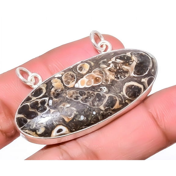 Turritella Fossil Agate 925 Sterling Silver Jewelry Pendant 1.09" T97, Christmas Gift, Gemstone Silver Jewelry, Agate Pendant, New Year Sale
