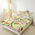 thumbnail image 4 of jejeloiu Kawaii Avocado Twin Sheet Set (3-Piece) Cartoon Heart Green Pink Microfiber Decor For Kids, 4 of 7