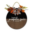 thumbnail image 1 of Happy Pumpkin Spice Season Front Door Sign Funny Wreaths Hanging Wooden Plaque Decoration Round Rustic Wood Farmhouse Porch Decor for Home Front Door Decor, 12 x 12 Inch, 1 of 5