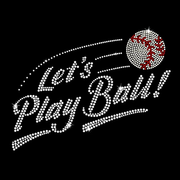 Let's Play Baseball Iron-on Clear Rhinestone Transfer by JCS Rhinestones