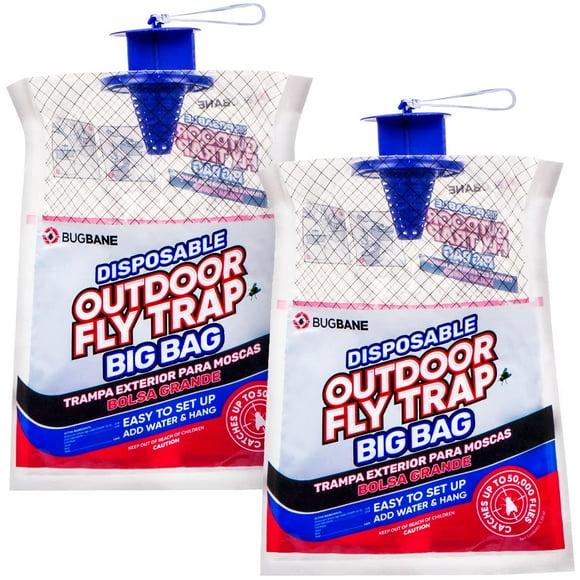 Trampas para moscas BugBane para exteriores, naturales, precebo, 2 bolsas para moscas