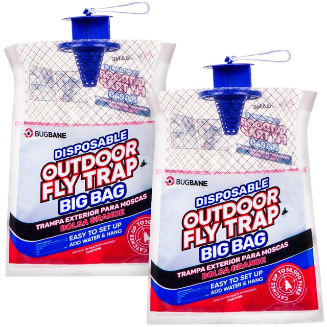 Trampas para moscas BugBane para exteriores, naturales, precebo, 2 bolsas para moscas