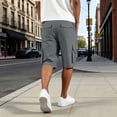 thumbnail image 5 of BiZtdJrK Mens Knee-Length Athletic Sport Short Solid Casual Drawstring Cargo Shorts with Multi-Pocket Going Out Outfits Dark Gray XL, 5 of 8