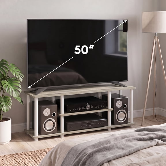 Furinno Turn-N-Tube No Tool 3-Tier Entertainment TV Stands, Oak/White