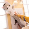 thumbnail image 2 of ZHAOCHENG (Gris, 50 cm/19,68 pulgadas) Almohada de felpa de gato suave Almohada para dormir de tiro largo Almohada de gatito de algodón Relleno de peluche Lindo muñeco de peluche Regalo de juguete par, 2 of 4