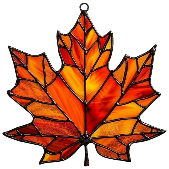 Stained Glass Look Suncatcher, 7.9 x 7.9 in / 20 x 20 cm Maple Leaves Suncatcher, Acrylic Fall Leaves Decor for Window Hanging, Home Garden Decor