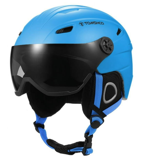 yeacher TOMSHOO Lightweight Winter Ski Helmet with Anti-Fog Goggles, Adjustable Fit, Ventilation System, Removable Padding, Light Blue, Size M (54-58cm)
