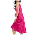 thumbnail image 4 of VNKIDY Women Sleepwear Solid Color Satin Dress Pajama Spaghetti Strap V Neck Midi Length Nightgown Silky Elegant Sleepwear For Comfortable Nights Soft Pjs, 4 of 9