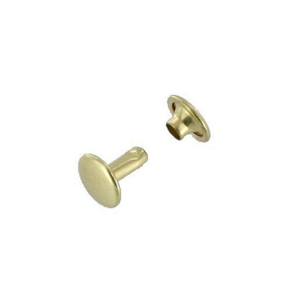 Double Cap Rivet, Natural Brass, Solid Brass-LL (100 sets per bag), Multiple Sizes