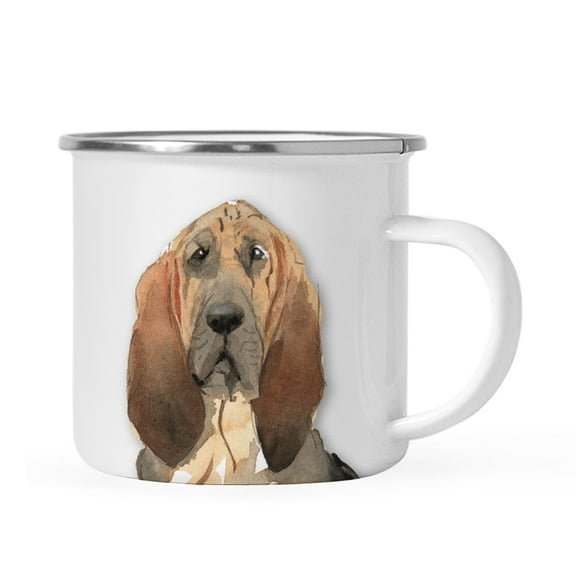 Koyal Wholesale 11oz. Stainless Steel Dog Campfire Coffee Mug Gift, Bloodhound Up Close, 1-Pack