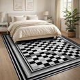 thumbnail image 3 of ODIKA 8'x10' Washable Area Rug Entryway Interlocking Geometric Banded Monochrome Bathroom Front for King Size Bedroom Under Bed, Master Suite, Non-Shedding, Easy Care, 3 of 7