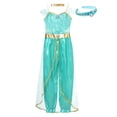 thumbnail image 3 of Sholeno Robe de Danse Sans Manches pour Filles Conte de Fées Halloween Princesse Arabe Cosplay Vert Clair 10, 3 of 6