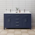 thumbnail image 2 of Wyndham Collection Beckett 60" Wood Double Bathroom Vanity in Dark Blue, 2 of 6